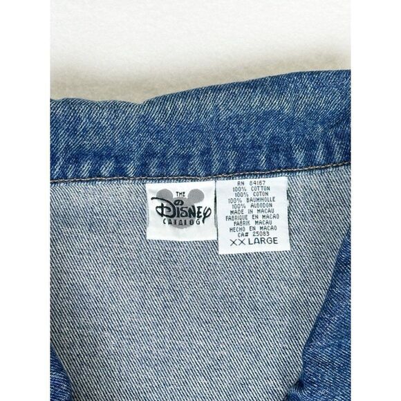 Vintage 1999 Walt Disney Mickey Mouse Jean Jacket Embroidered XXL Blue Denim - Picture 5 of 10